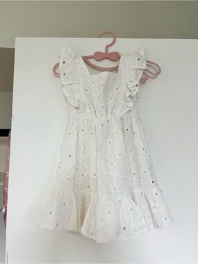 White Eyelet Ruffle Kids Dress 12-18 months